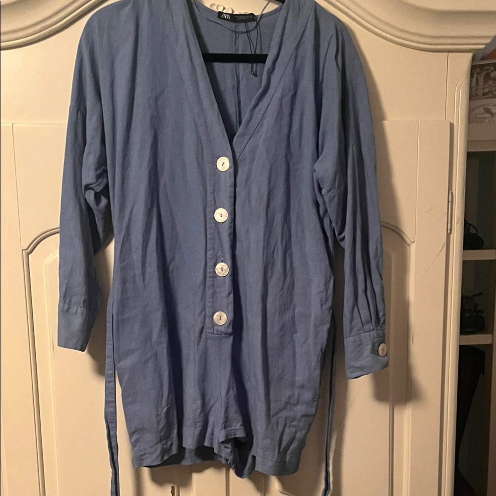 Zara belted 100% cotton romper